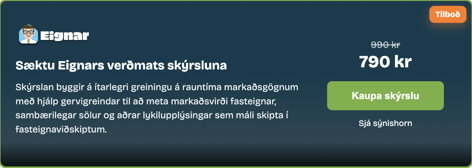 Kaupa skýrslu – skýrt dæmi af forsíðu Eignars